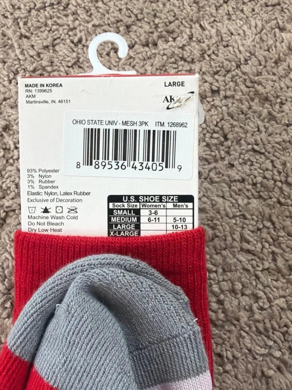 Mens White & Red Crew Socks - Officially Licensed